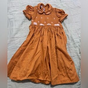 Pervenche hand smocked Peter Pan collar short sleeves cotton girl’s dress Sz 2